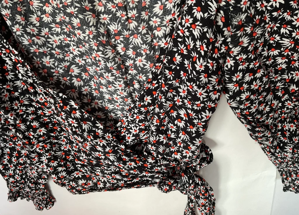 🔥-20%🔥 Top Cropped Cache-Cœur Bershka Floral Preto T.M – photo 4